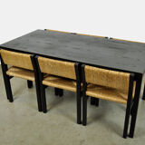 Set of 6 dining chairs with wicker seats by Martin Visser and produced by ‘t Spectrum, 1970s