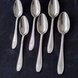 6 SFAM Chambly pattern silver-plated soup spoons