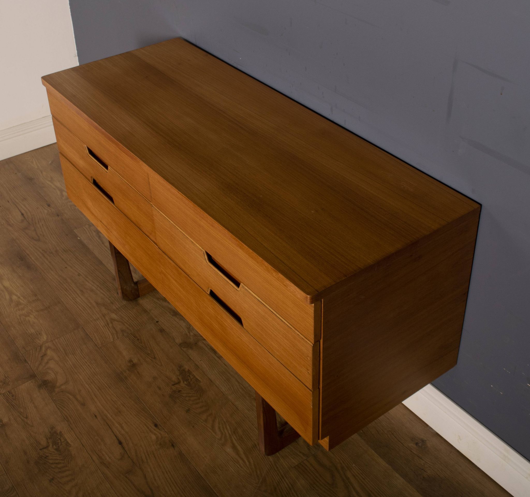 Restored teak retro uniflex 1960s chest of drawers sideboard q range by gunther hoffstead