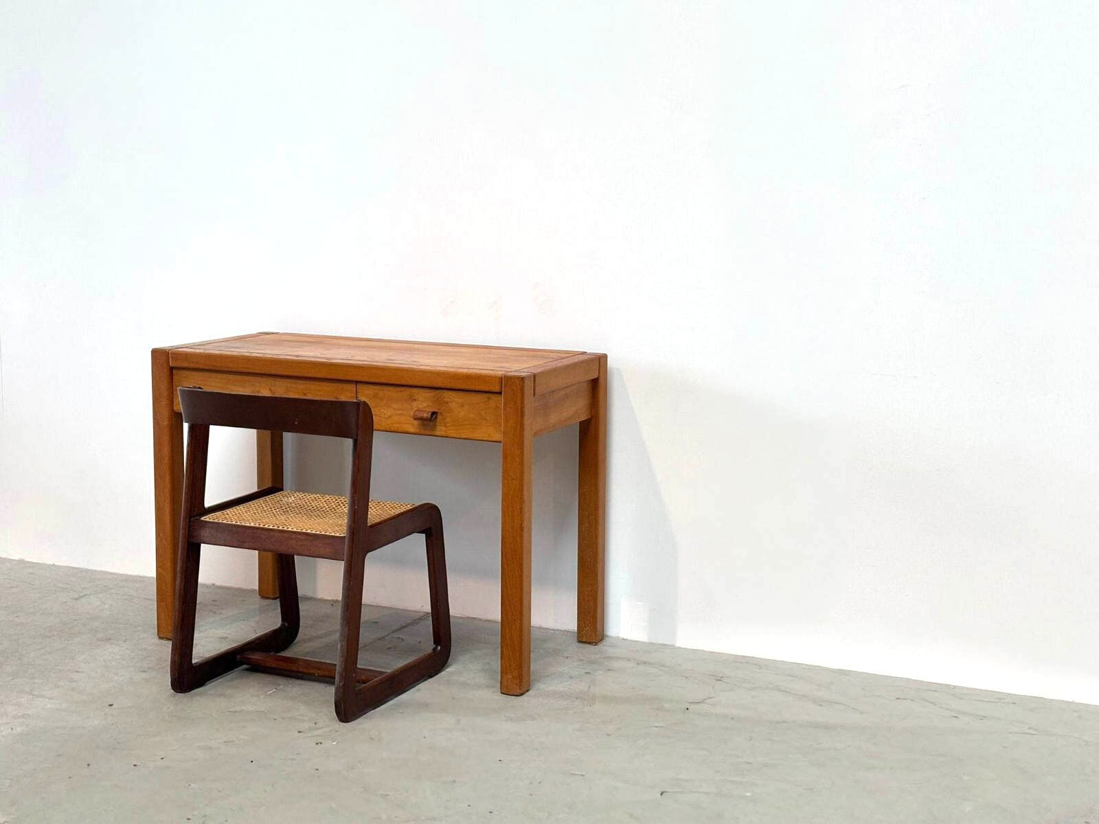 Solid elm desk by Roland Haeusler for Maison Regain