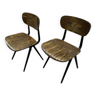 2 chaises style industriel en bois et métal