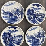 4 Delft Boch dinner plates
