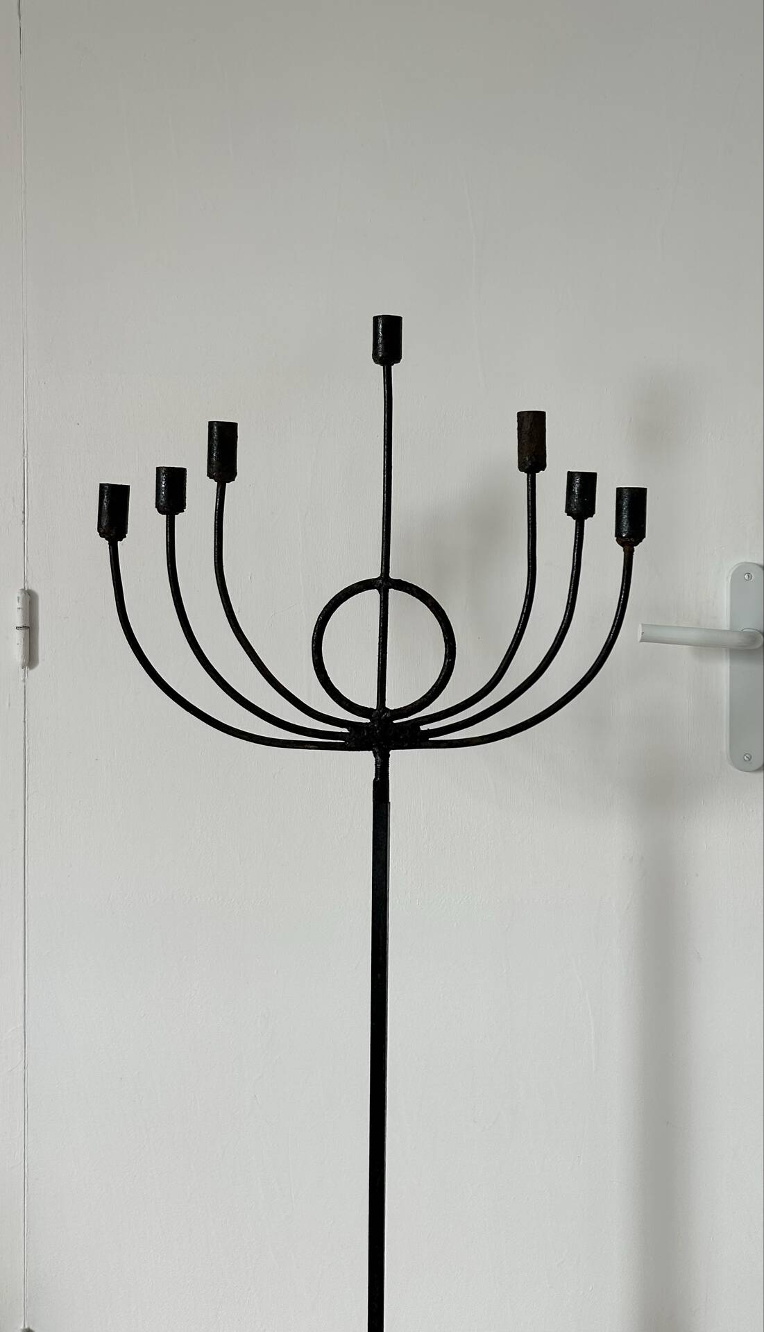 Large brutalist candelabrum in wrought iron