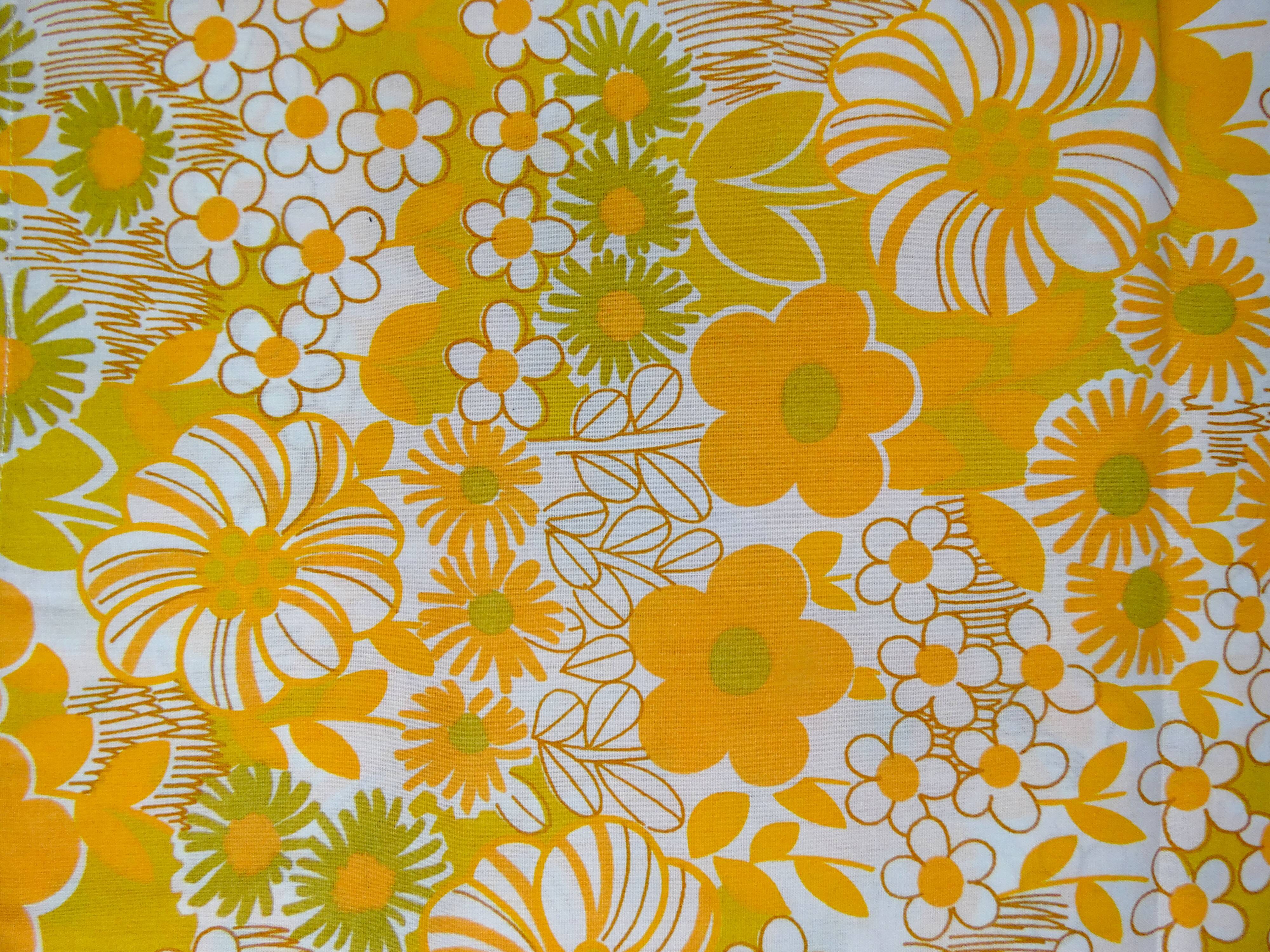 New sheet from the 70s orange flowers 240x300 vintage
