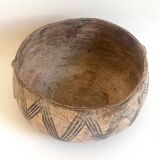 Large ethnic style bowl in orange terracotta, early 20th century