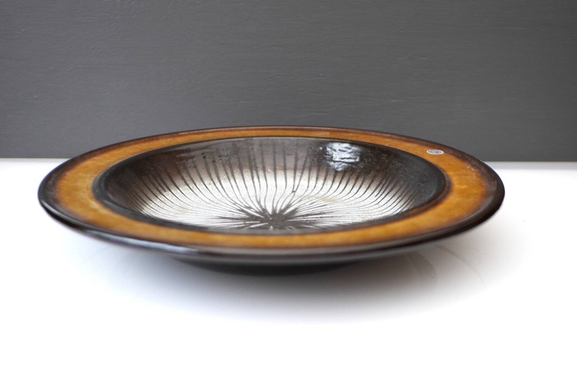 Large mid-century modern pottery Cleo bowl by Mari Simmulson for Uppsala Ekeby, 1970s
