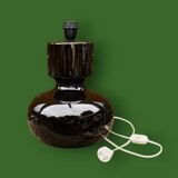 Large vintage lamp base in glazed brown ceramic