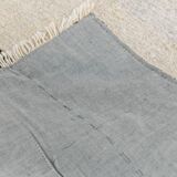 Long Tapis Couloir Off White à Rayures Noires, 74x351 Cm