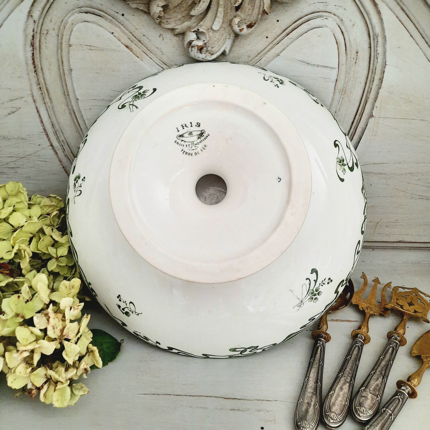 Antique earthenware fruit bowl