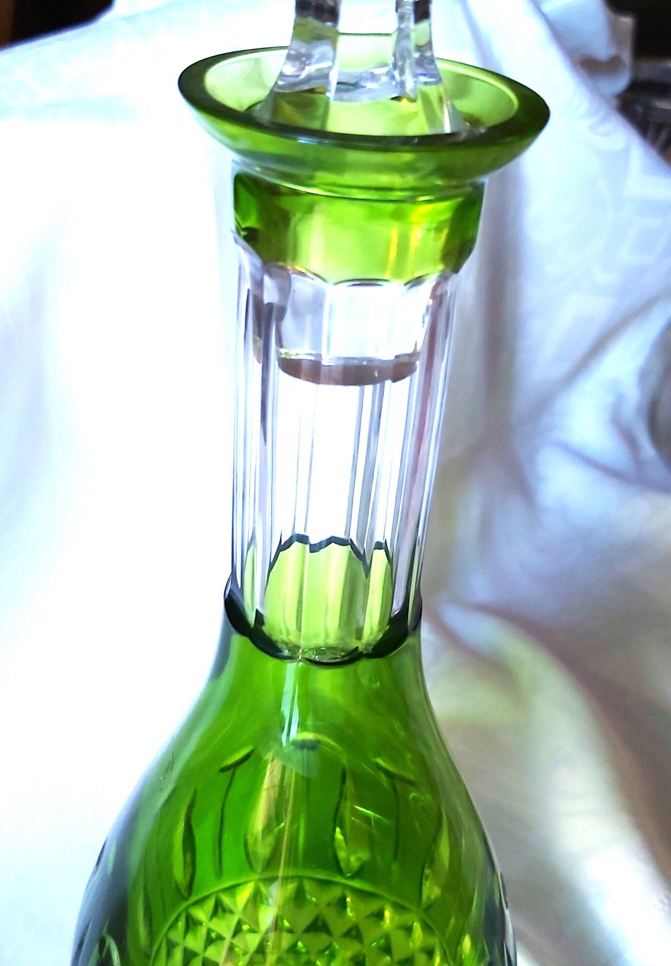 Green Baccarat cut crystal carafe