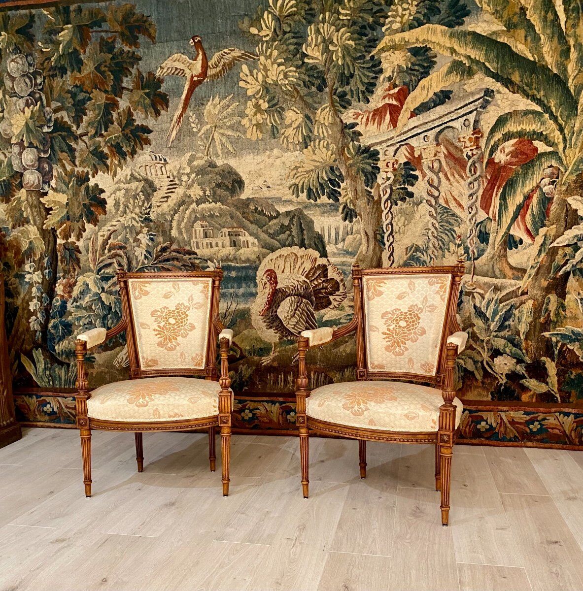 Paire de fauteuils cabriolet de style louis xvi epoque xixeme