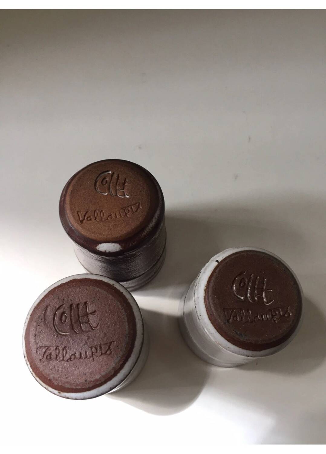 Lot de 3 petits verres liqueur en grès Roger Collet Vallauris
