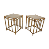 Pair of vintage rattan bedside tables