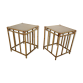 Paire de tables de chevet vintage en rotin