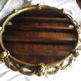 Bronze mirror gilded with roses, 72 cm