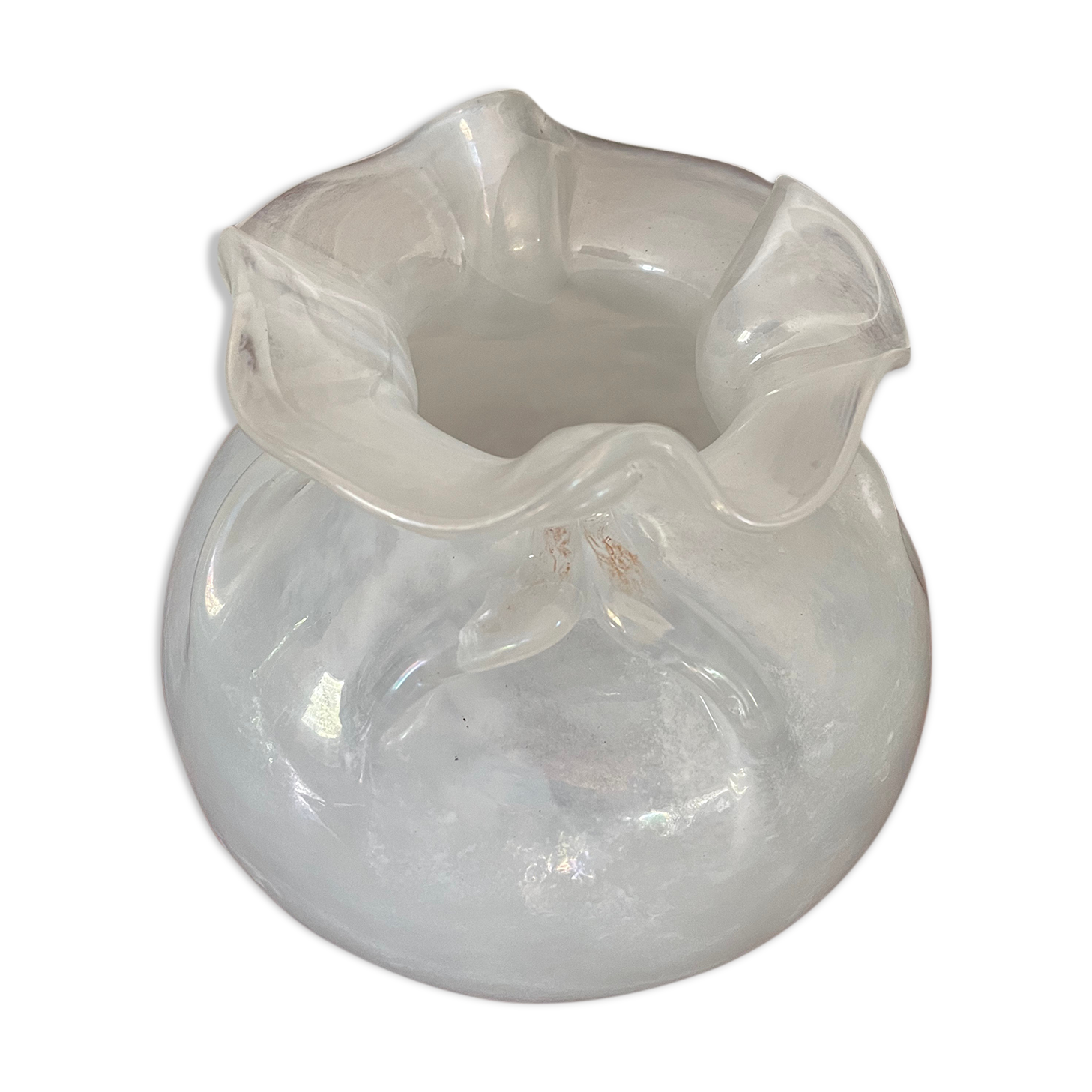 handmade blown glass ball vase Maure Vieil