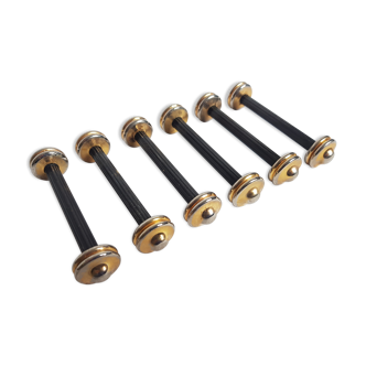 Lot of 6 stainless steel and gold metal knife holders from the "Gelb" goldsmith brand in Paris