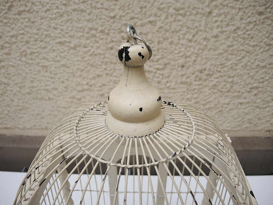 Painted wooden bird cage