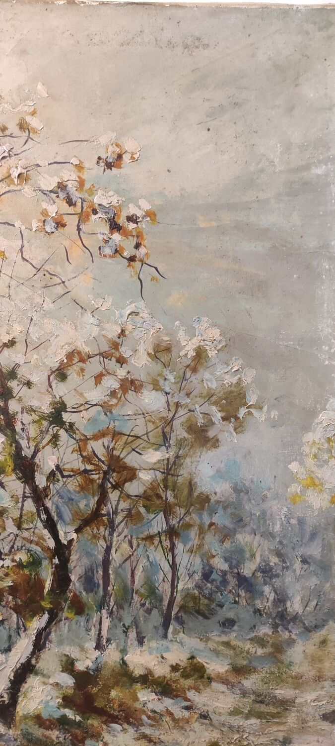 HST painting under snowy woods by Roland Arribas