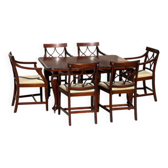 20th Century English Sheraton Style Mahogany Dining Room Set