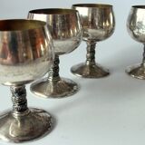6 Art Deco wine or sherry glasses made of electro silver plated brass