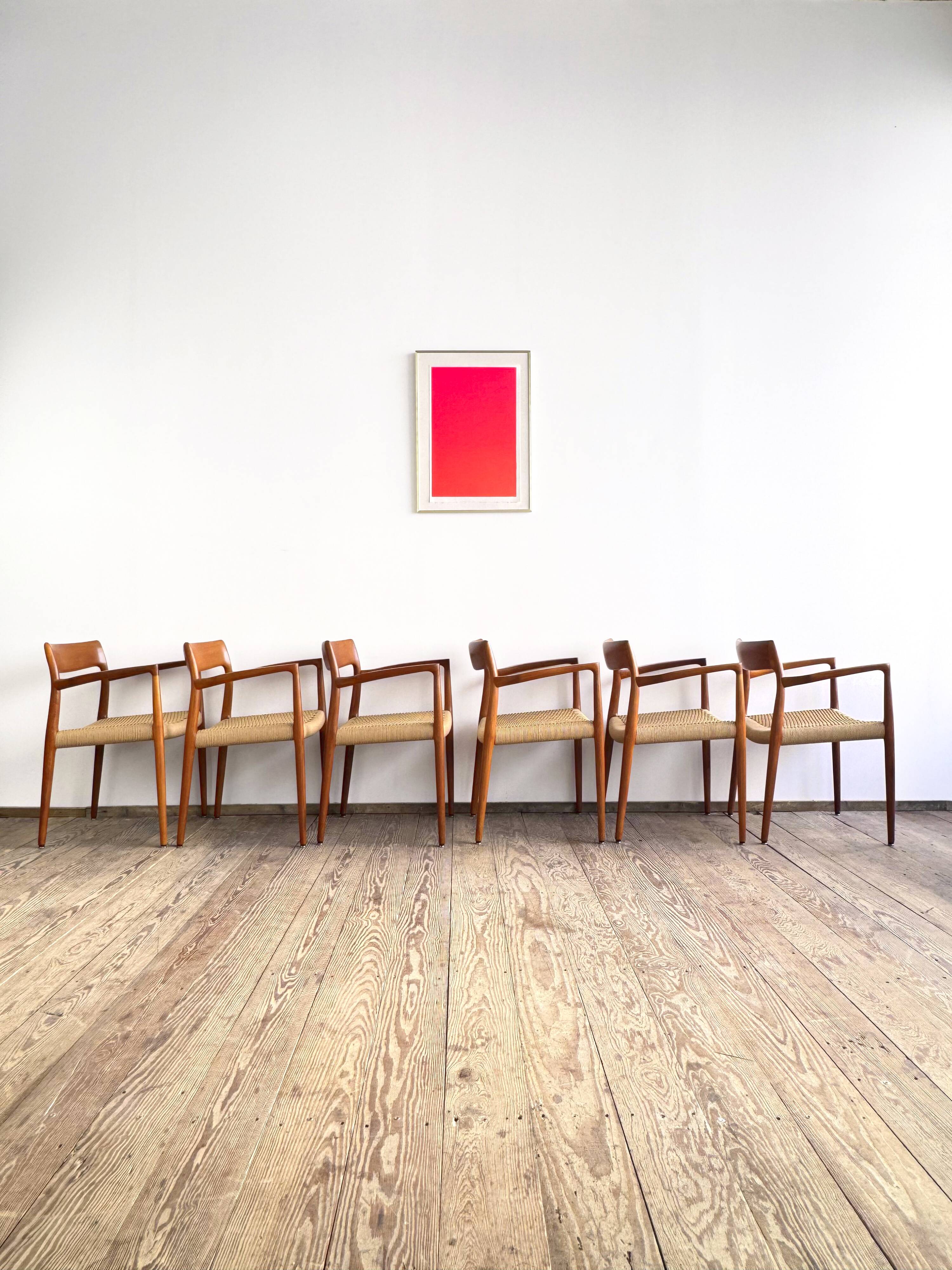 Chaises de Salle à Manger Danoises  Modèle 57 en Teck, Niels O. Møller,  JL Mollers, Ensemble de 6