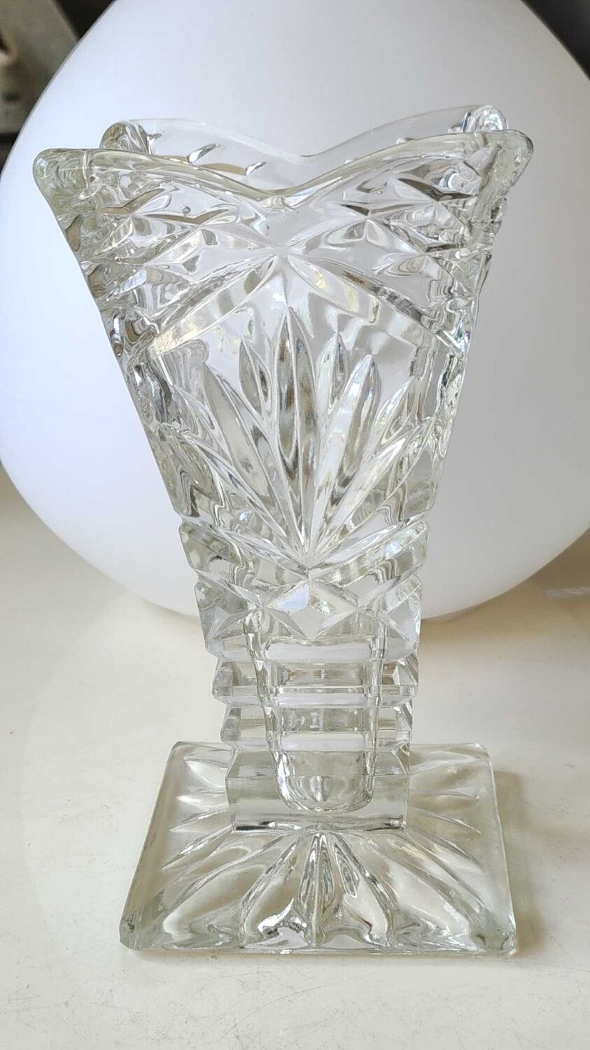 Pair of Czech Boho Art Deco vase, Bohemian crystal. Design and refined