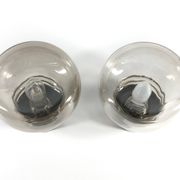 Pair of vintage 70s lamps in smoked glass – retro design lighting