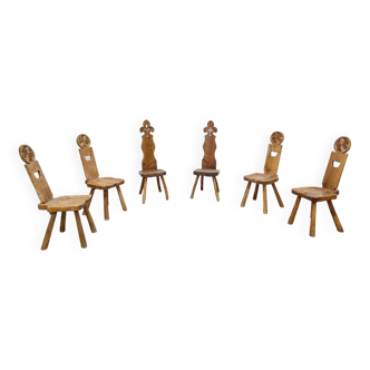 6 chaises brutalistes des années 1950