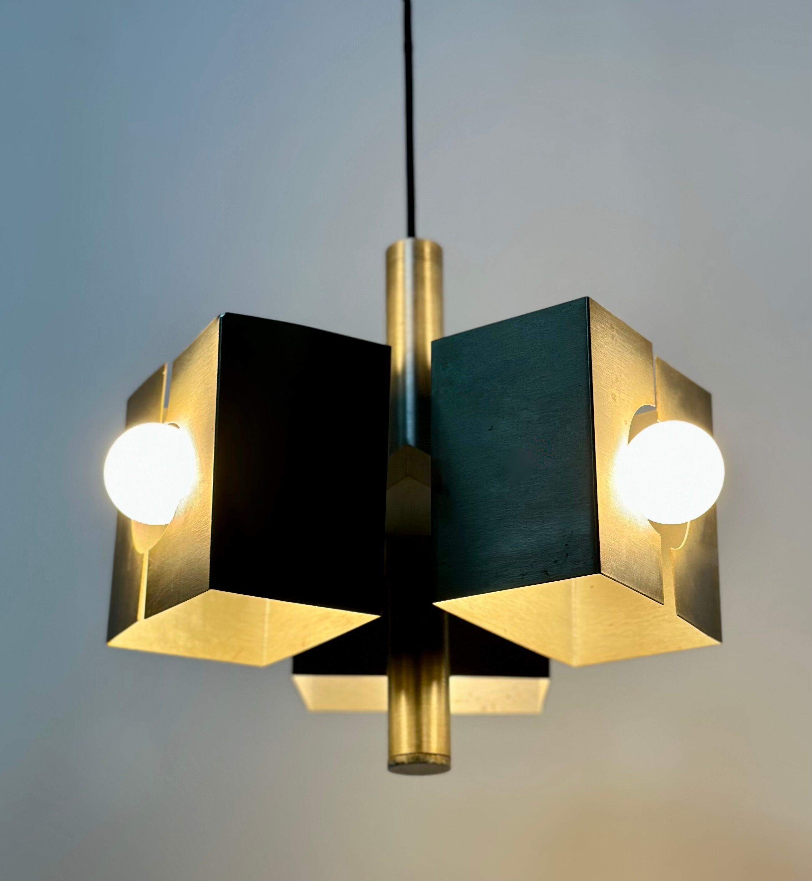 Vintage chandelier 70'S brushed steel 3 burners