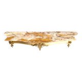 Table Console Murale Vintage en Laiton avec Plateau en Onyx Jaune, Italie