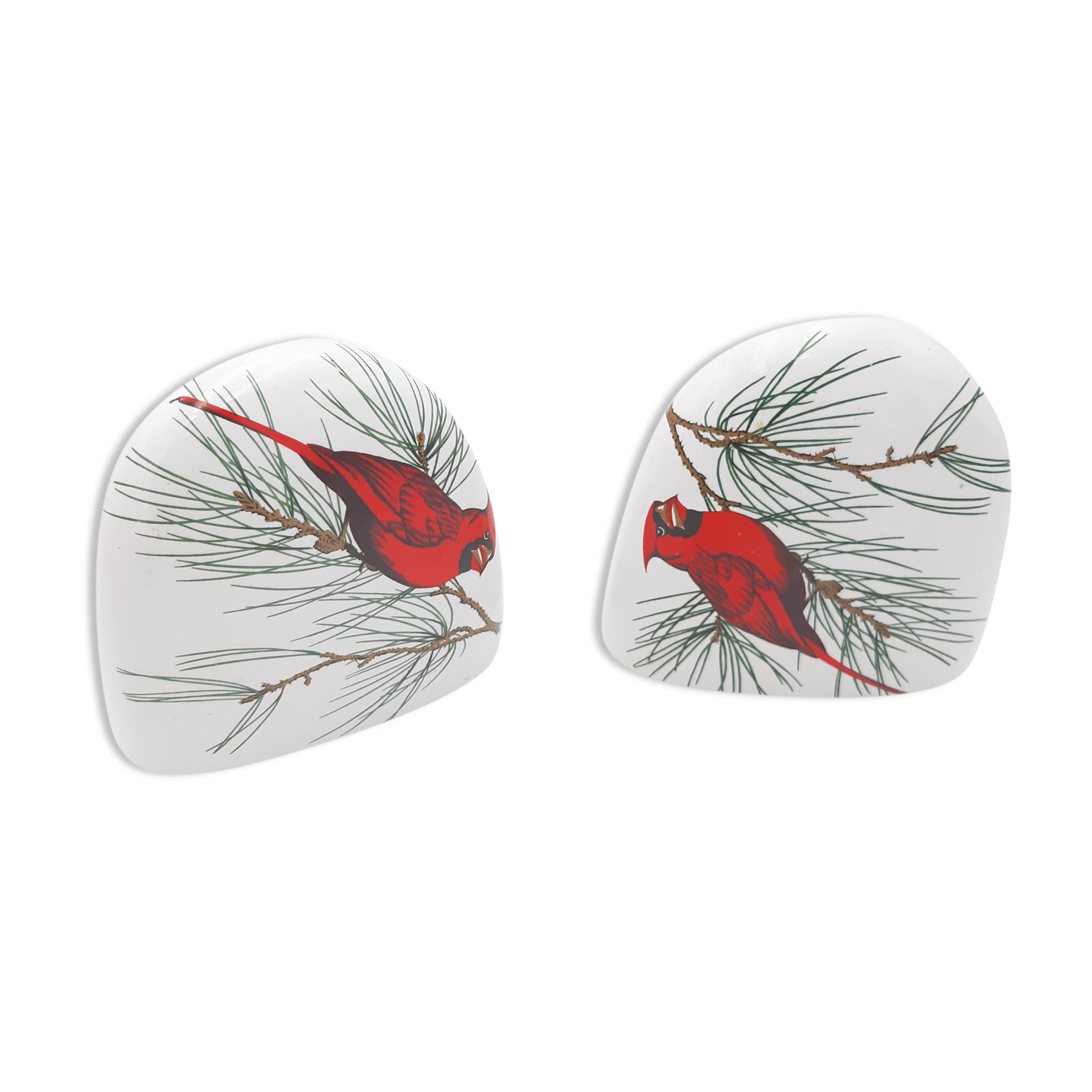 Poignées patères porcelaine oiseau rouge