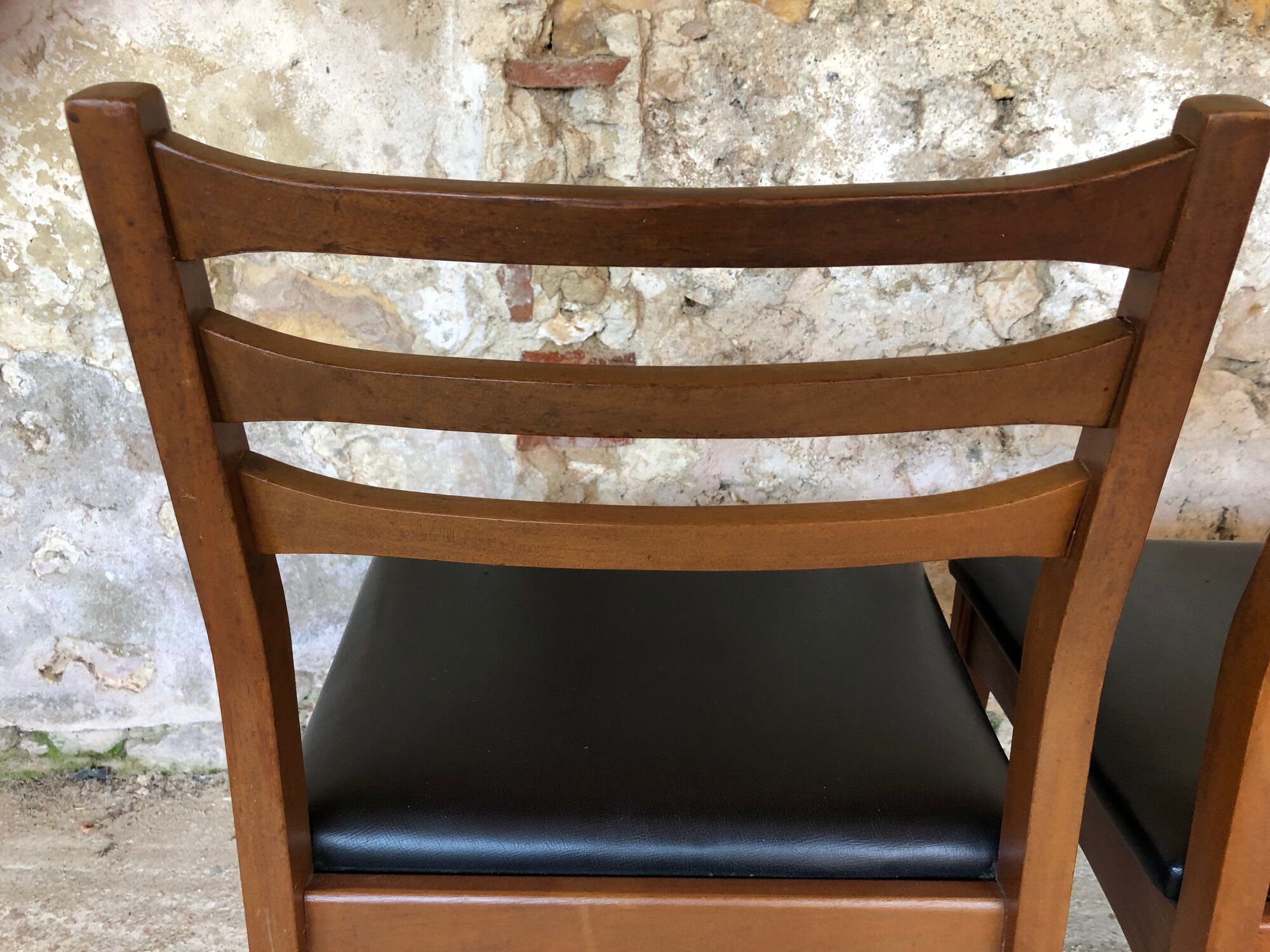Set of 4 Scandinavian chairs teak and black skai 60s