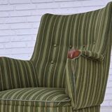 1960s, Danish armchair, green furniture wool, teak wood.