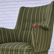 1960s, Danish armchair, green furniture wool, teak wood.