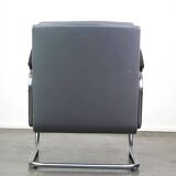 Vintage grey cow leather bauhaus design armchair by Ahrend de Cirkel