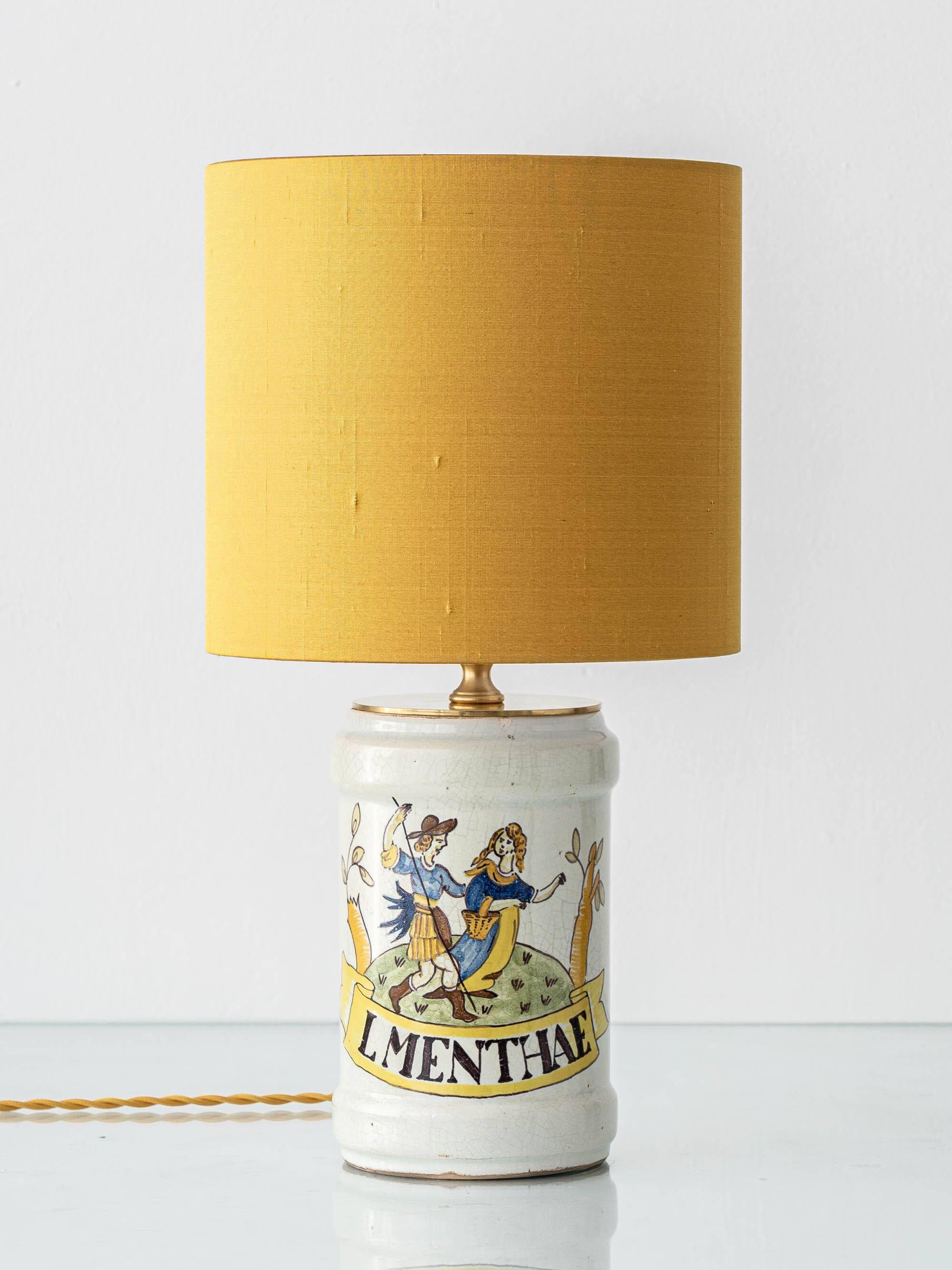 Italian apothecary potiche table lamp Albarello, 19th-century Renaissance.