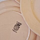 Set of 4 pink octagonal dessert plates Digoin
