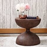 Table basse en bois en forme de sablier de style vintage Wabi-Sabi, meubles de salon