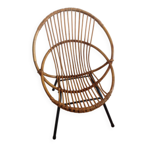 Fauteuil en rotin vintage