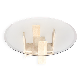 Vintage architectural travertine coffee table, 1970s.