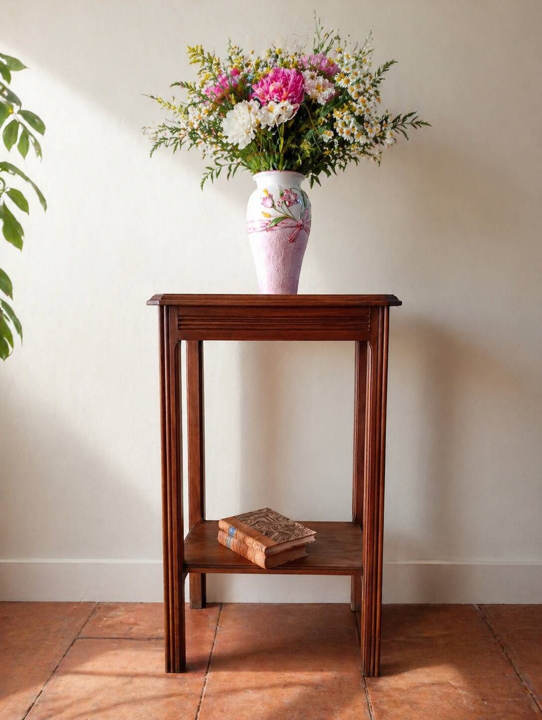 Elegant side console in solid wood, Art Deco.