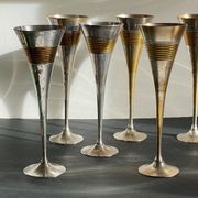 6 Flutes Champagne Laiton Argenté Vintage