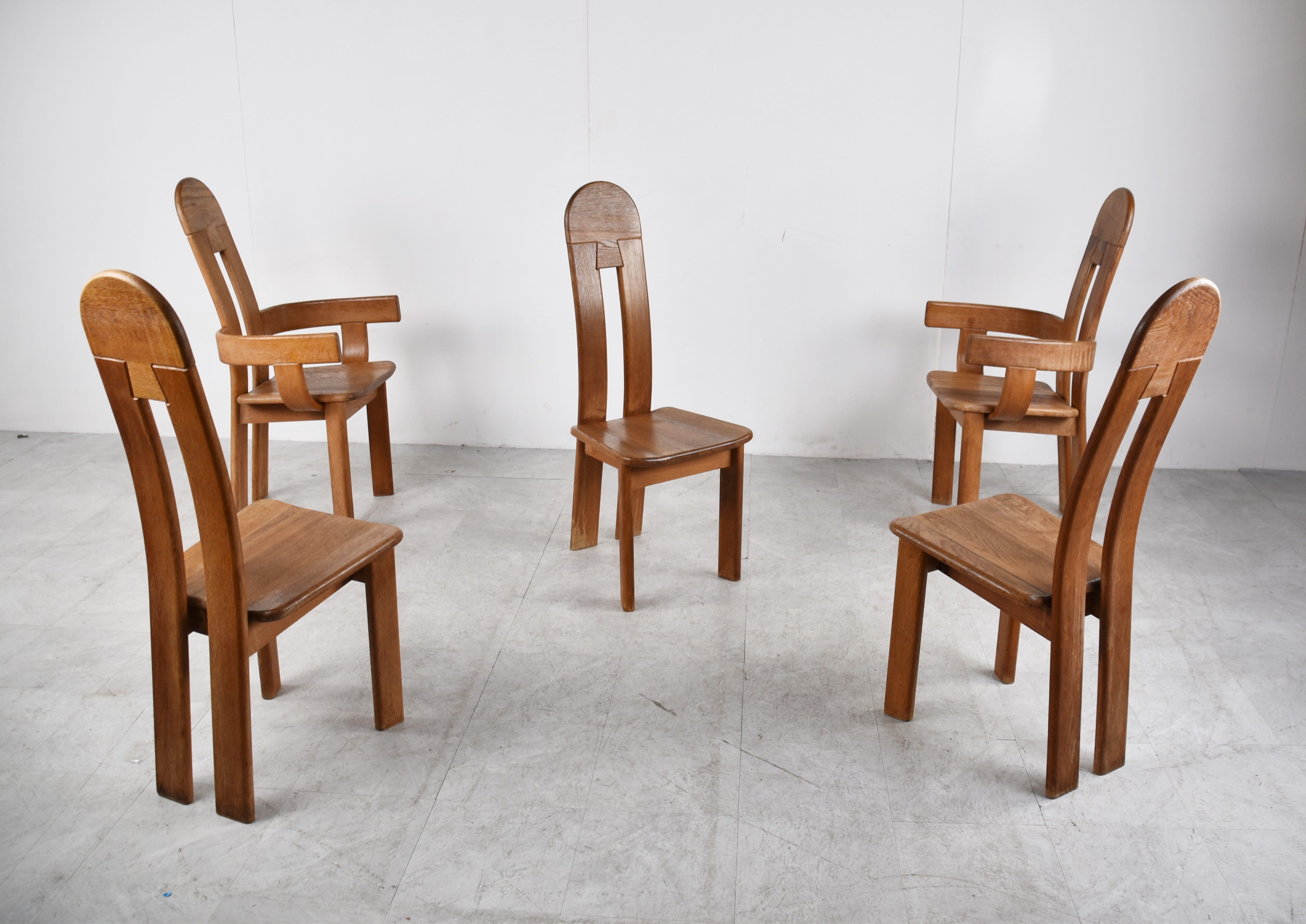 Vintage brutalist dining chairs by De Puydt, 1960s