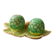 Salt & pepper set in slip – artichokes on leaf tray