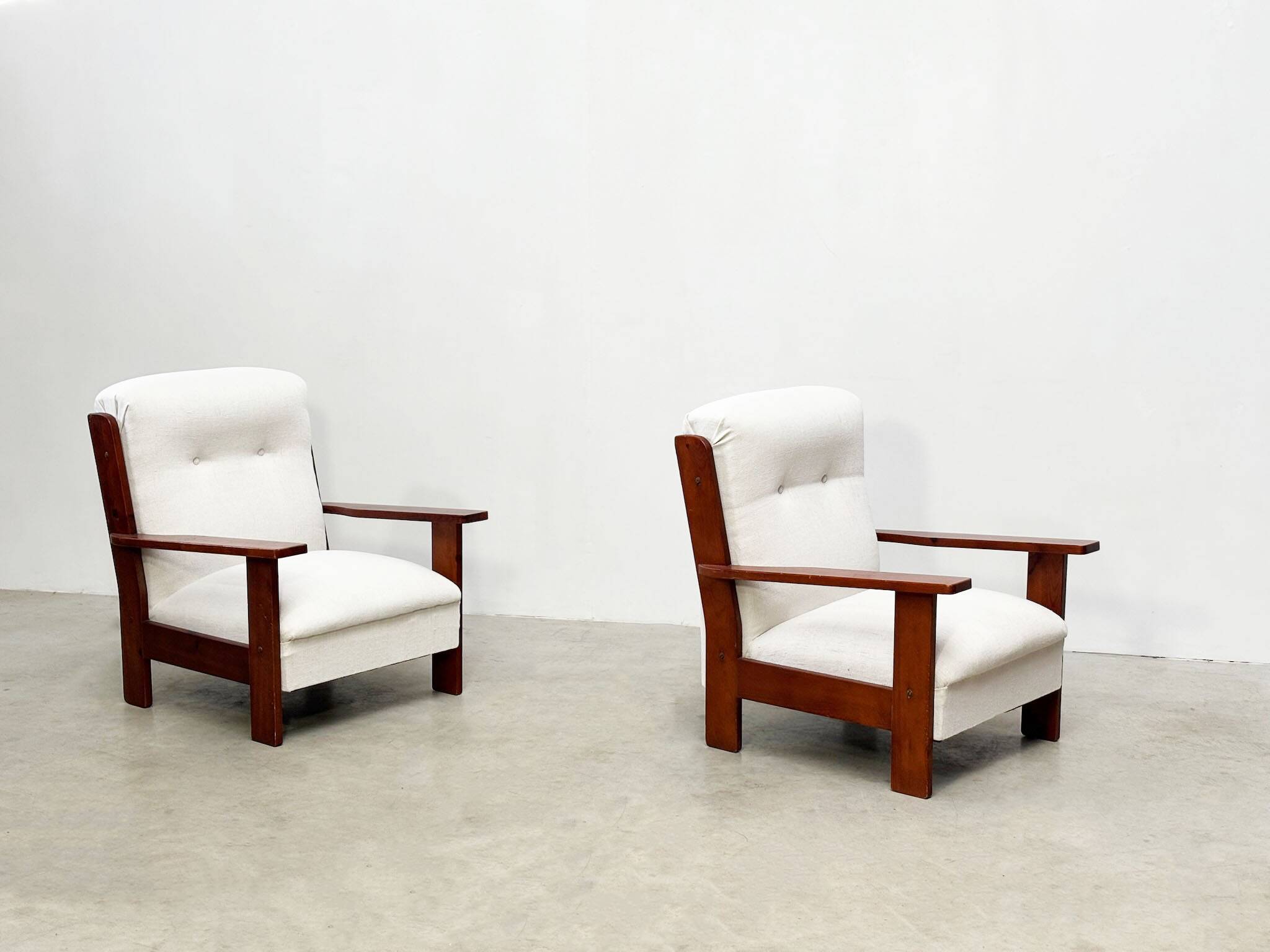 Ensemble de deux chaises longues brutalistes