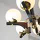 Mid-Century Modern Italian Brass and Opaline Chandelier
