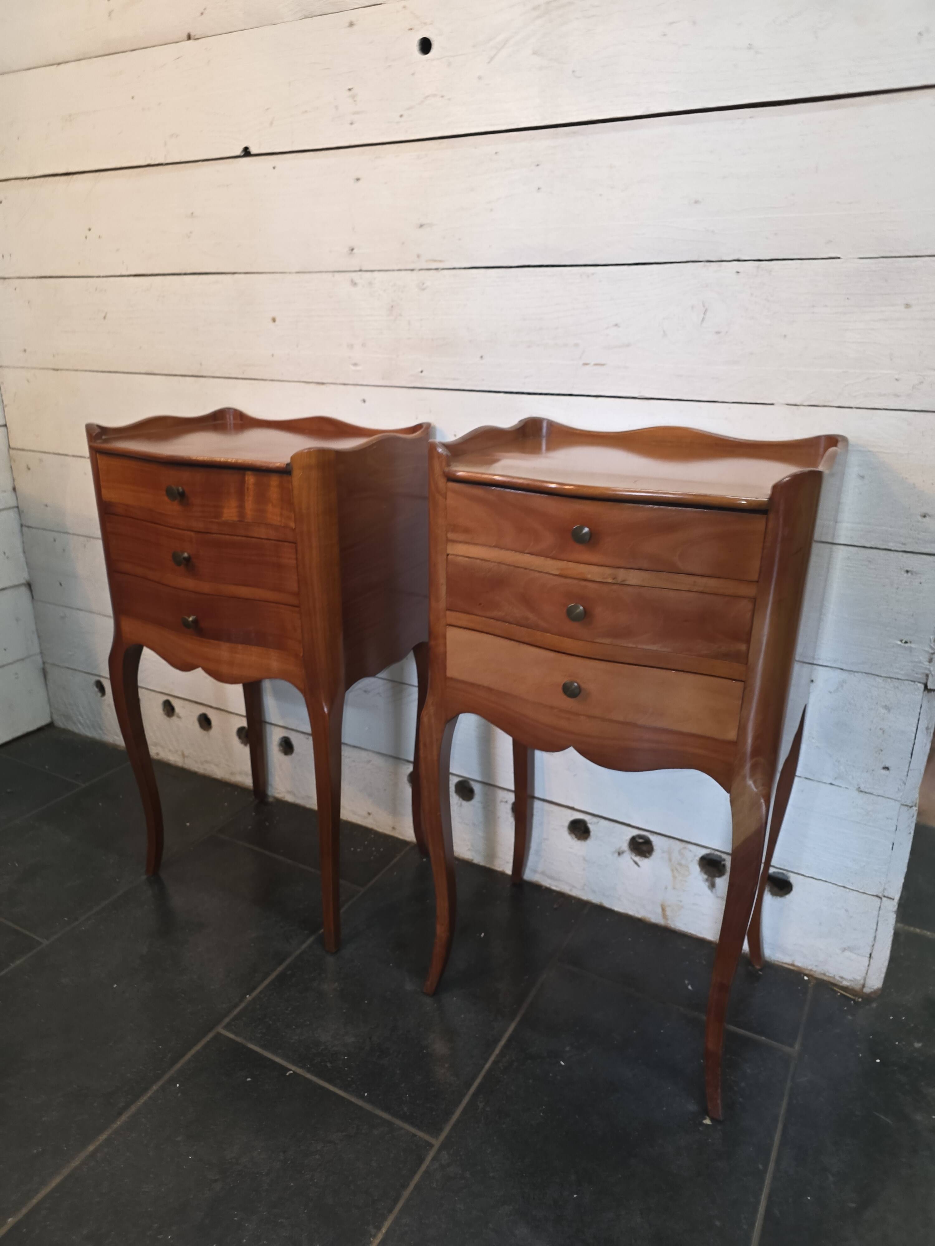 Pair of Louis XV style cherrywood bedside tables