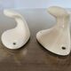 Pair of salmon-colored art deco porcelain hooks from the 30s and 40s