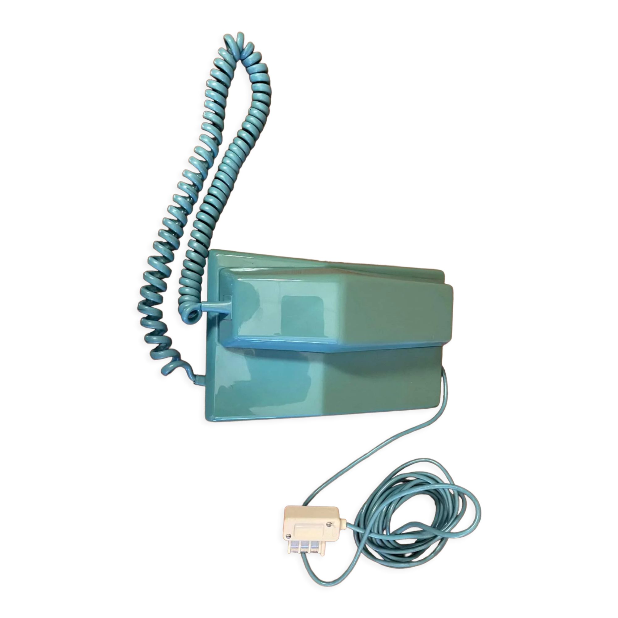 Vintage plastic wall phone blue 70s 80s